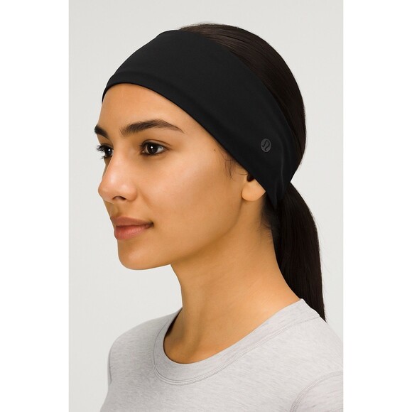 Lululemon Fringe Fighter Headband Black Wide Reversible Stretchy O/S Athleisure - Picture 1 of 7